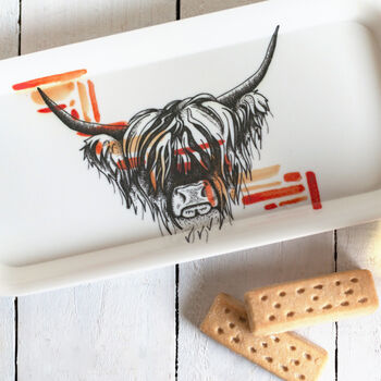 Highland Coo Watercolour Snack Tray, 3 of 4