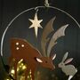 Deer And Hare In Ring Hanging Christmas Decoration, thumbnail 2 of 2