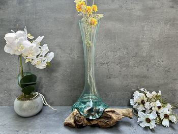 Large 40cm Molten Glass On Root Vase – Fluted Display, 10 of 12