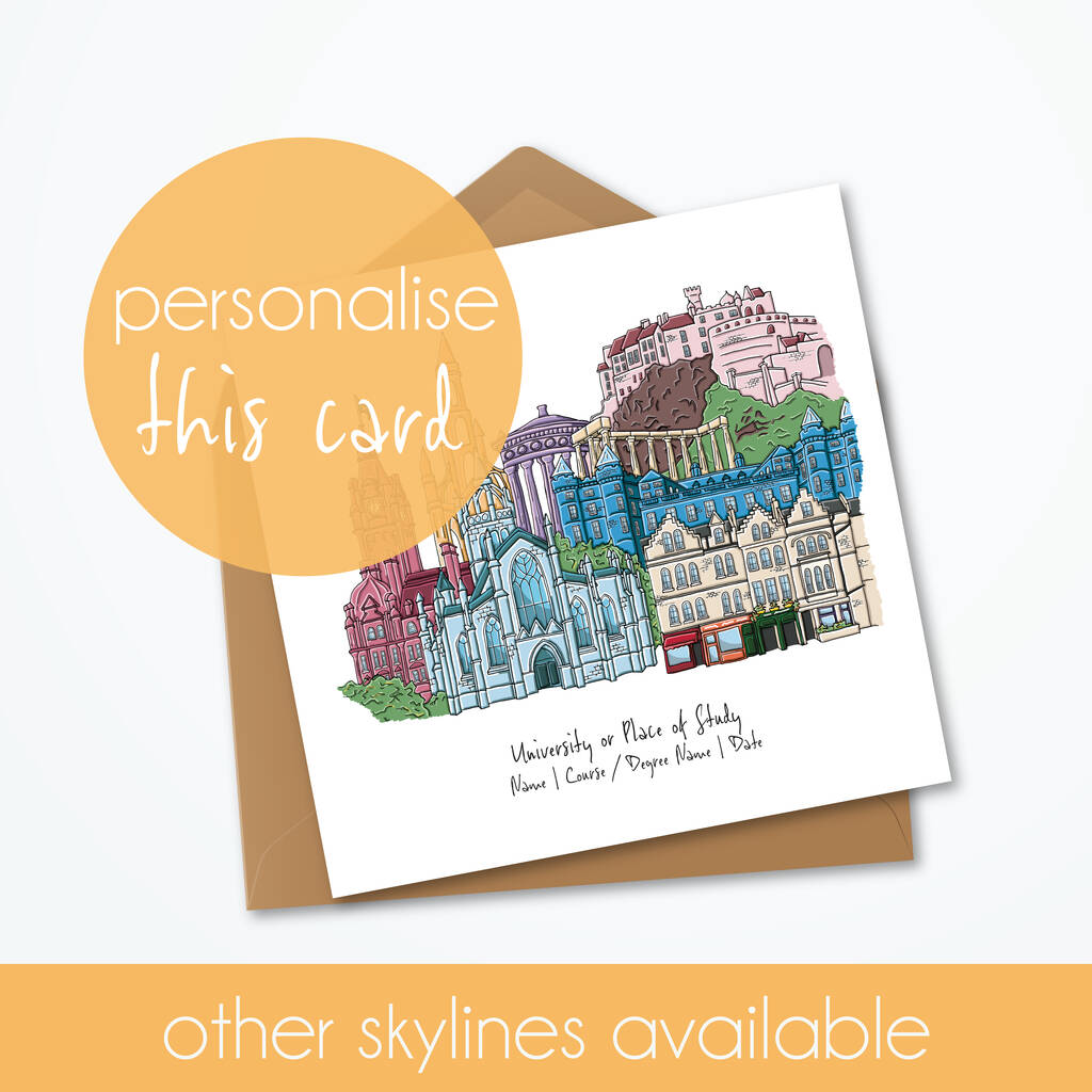 Edinburgh Graduation Skyline Personalised Card, 1 of 8