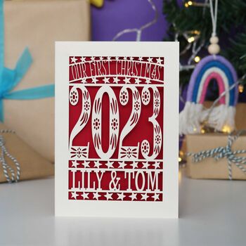 Our First Christmas 2023 Personalised Papercut Card, 11 of 11