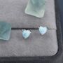 Genuine Larimar Stone Heart Stud Earrings, thumbnail 5 of 11