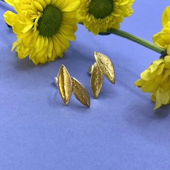 Double Gold Leaf Studs, 7 of 10