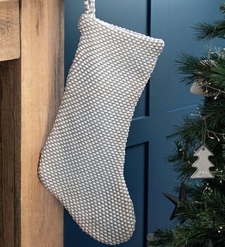 Cotton Weave Christmas Stocking, 3 of 4