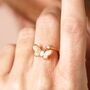 Adjustable Opal Butterfly And Crystal Ring In Gold, thumbnail 2 of 4