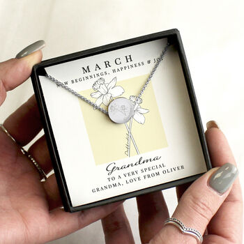 Personalised March Birth Flower Necklace, 4 of 7