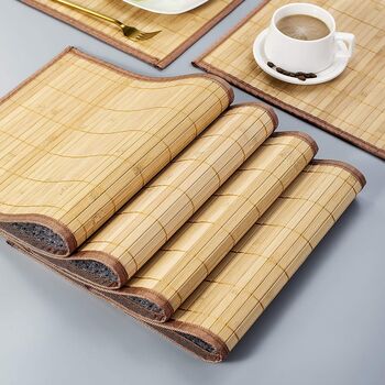 Set Of Six Light Brown Bamboo Placemats, 7 of 7