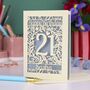 Personalised 21st Birthday Card Papercut Flower Design, thumbnail 4 of 6