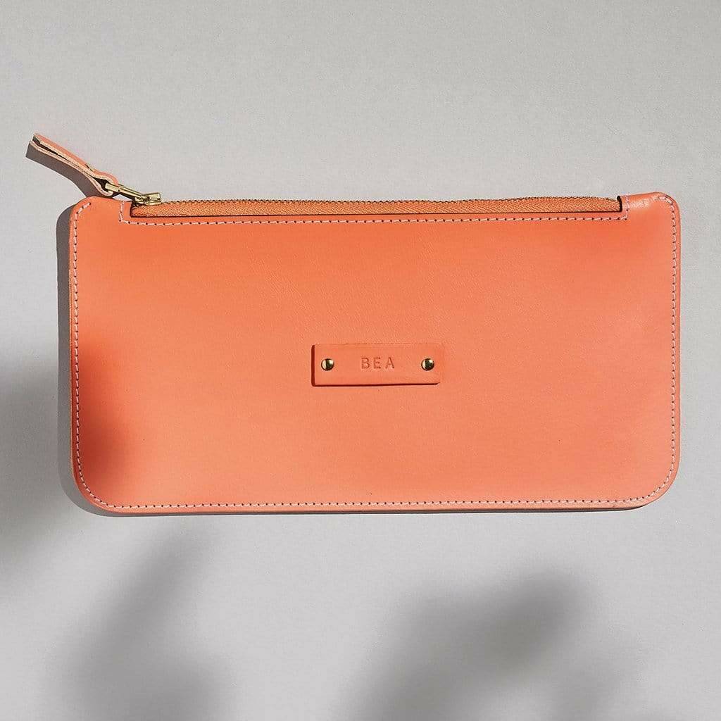 orange leather pouch