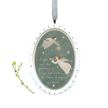 Elegant Oval Porcelain Angel Christmas Decoration, 4 of 5