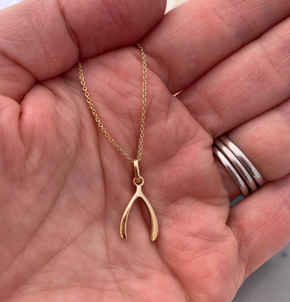 9ct Gold Wishbone Pendant By Jenny Grace Jewellery