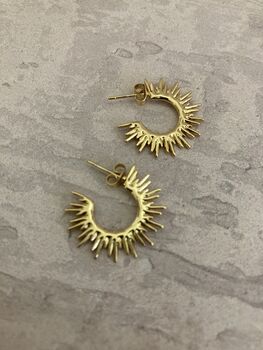 Minimalist Sun 18 K Gold Plated Ear Studs, 2 of 8