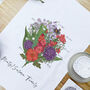 Hand Illustrated Birth Flower Family Bunch Tea Towel, thumbnail 2 of 9