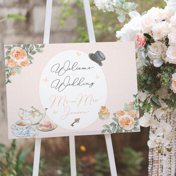 Vintage Tea Party Welcome To Our Wedding Sign, 2 of 4