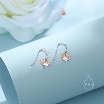 Sterling Silver Axolotl Drop Hook Earrings, 6 of 12