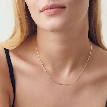9ct Yellow Gold Herringbone Chain Necklace, 2 of 5