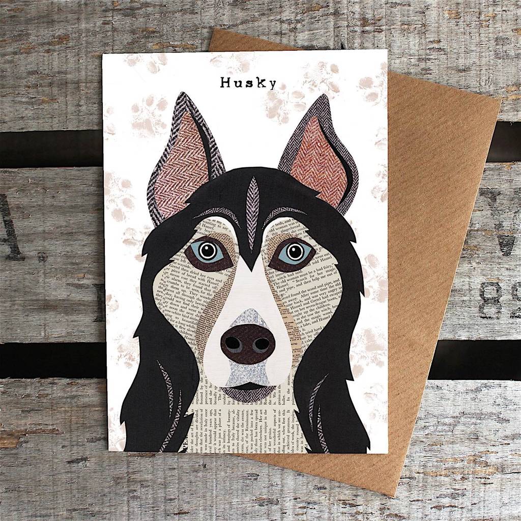 Husky Dog Card By Simon Hart