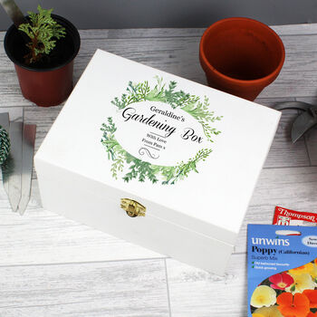 Personalised Botanical White Wooden Keepsake Box, 5 of 6