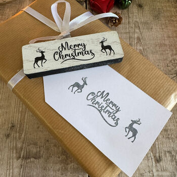 Large Merry Christmas Deer Rubber Stamp For Crafting, 3 of 4
