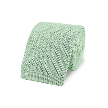 Wedding Handmade Polyester Knitted Tie In Light Sage Green, 5 of 10