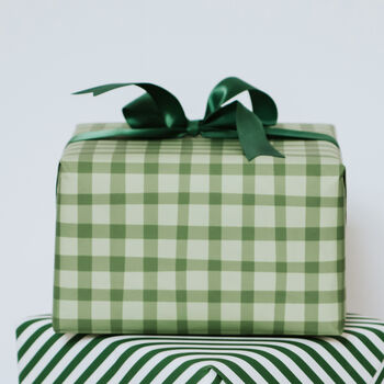 Christmas Green Gingham Luxury Wrapping Paper, 2 of 6