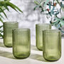 Palermo Set Of Four Green Ribbed Highball Tumblers, thumbnail 1 of 5