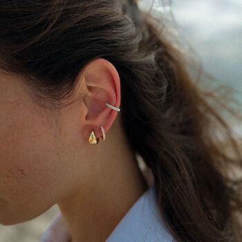 Gemstone Huggie 14k Gold Plated Earrings, 6 of 7
