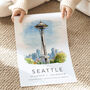 Travel City Landmark Poster For Seattle USA, thumbnail 3 of 7