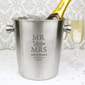 Personalised Mr And Mrs Stainless Steel Ice Bucket, 2 of 4
