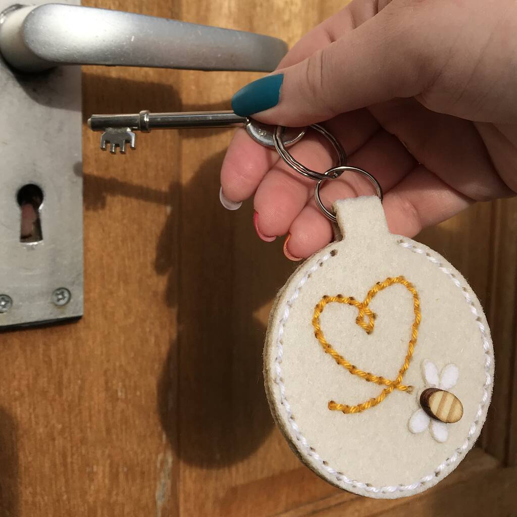 Bee Keyring Embroidery Kit By just toppers