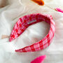 Pink And Red Tartan Headband, thumbnail 3 of 5
