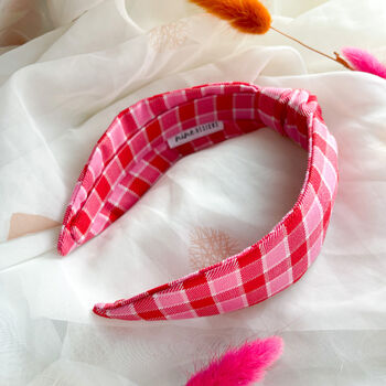 Pink And Red Tartan Headband, 3 of 5