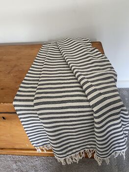 Black Striped Design Cotton Bedspread, 5 of 8