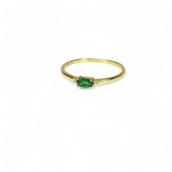 Emerald Look Ring Cz, Rose Or Gold Plated 925 Silver, 2 of 8