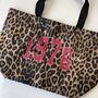 Personalised Varsity Year Leopard Print Shopping Bag, thumbnail 4 of 5