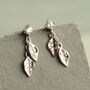 Sterling Silver Leaf Dangle Earrings, thumbnail 1 of 6