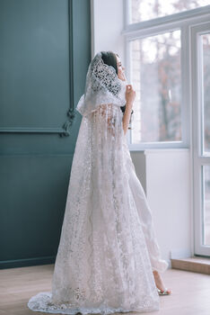 Black Lace Hooded Cape – Bridal Lace Cloak, 12 of 12