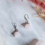 925 Sterling Silver Raw Cut Rose Quartz Rock Earrings, thumbnail 2 of 4