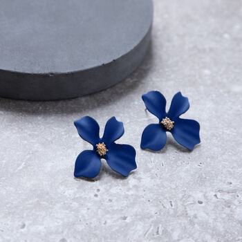 Hand Painted Flower Shaped Stud Earrings In Colours, 7 of 12