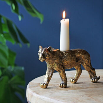 Gold Tiger Candlestick, Candle Holder, 2 of 6