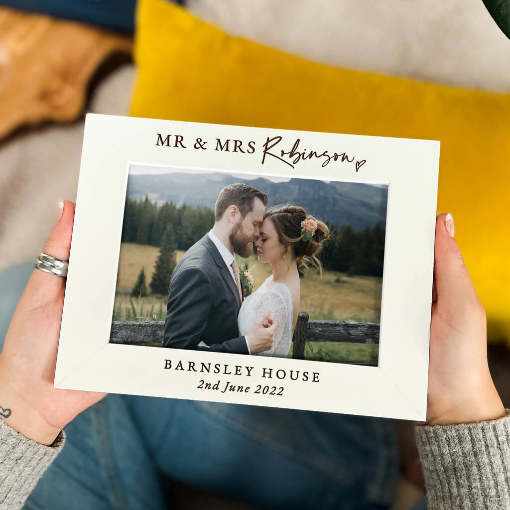 Personalised Newlywed Couples Wedding Photo Frame Gift, 1 of 10