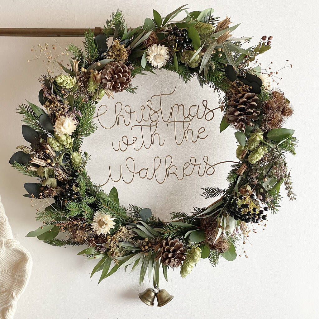 Personalised Fresh, Faux And Dried Christmas Wreath, 1 of 7