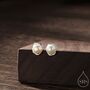 Sterling Silver Genuine Freshwater Pearl And Irregular Circle Stud Earrings, thumbnail 1 of 11