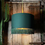 Hunter Green Cotton Lampshades With Gold Or Copper Lining And Green Fringing, thumbnail 4 of 12