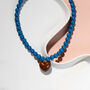 Peacock Blue Bead And Chocolate Heart Necklace, thumbnail 3 of 6