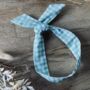 Wire Twist Headband And Scrunchie In Blue Gingham, thumbnail 2 of 3