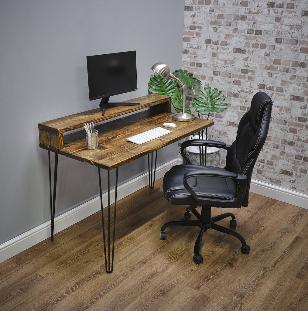 Westerton Home/Office Wooden Desk With Hairpin Legs By RAW Bespoke