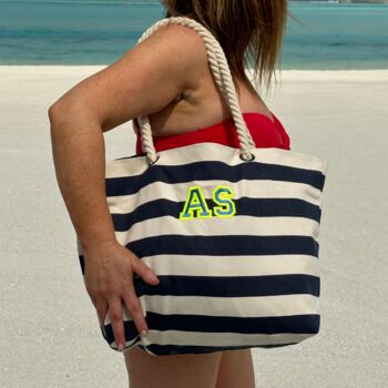 Monogrammed Beach Bag Embroidered In Neon Thread, 2 of 4