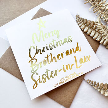 Foiled Christmas Card For Sister And Brother In Law, 4 of 7