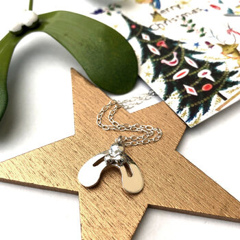 Sterling Silver Mistletoe Christmas Necklace, 8 of 12